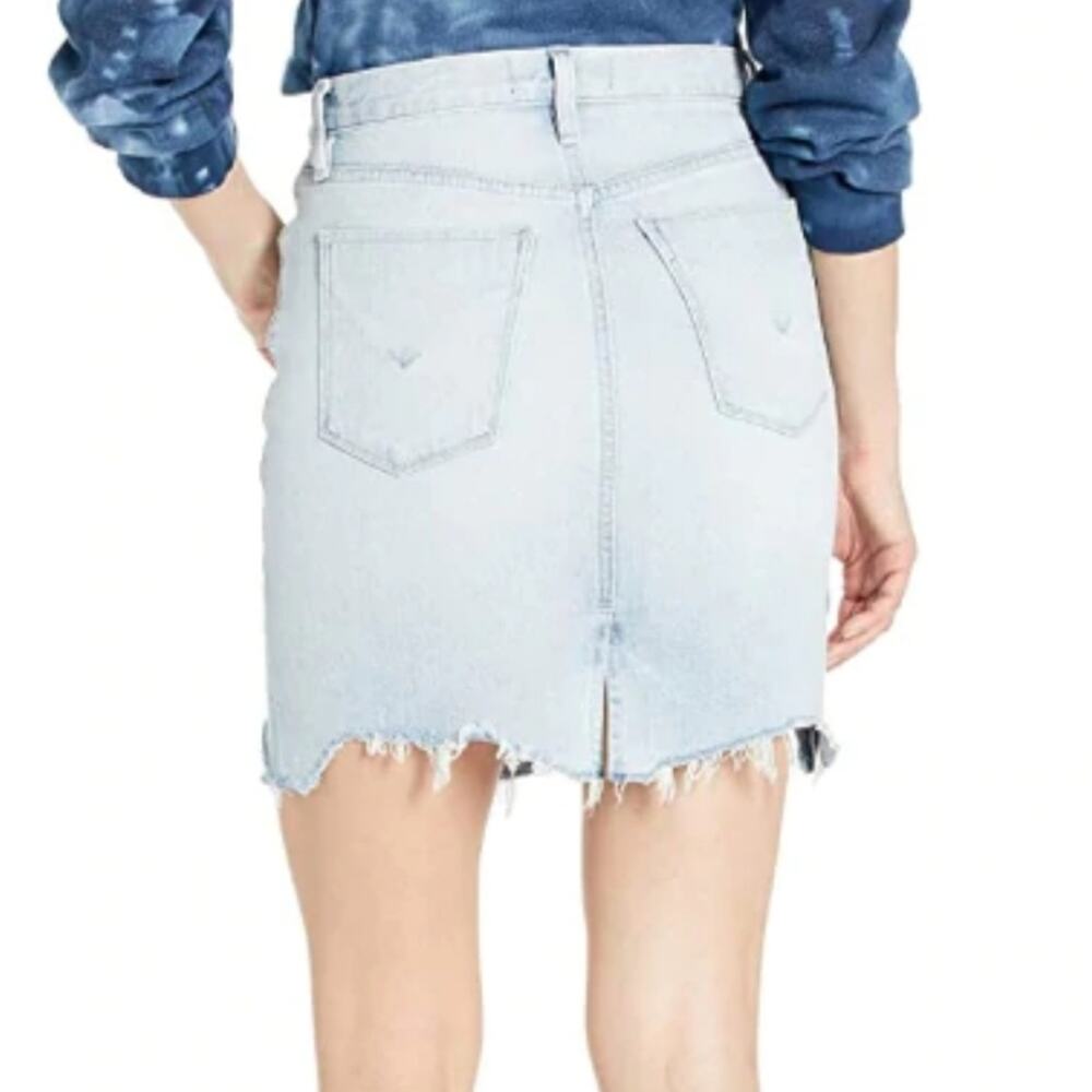 Hudson lulu denim jean pencil skirt raw hem light wash NWT